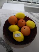 *Glass Bowl Containing Artificial Fruit