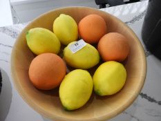 *Wood Bowl Containing Artificial Fruit
