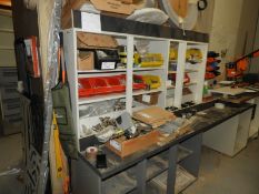 *Shelving Unit and Contents: Padlock, Ironmongery,