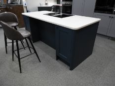 *Island Unit in Marine Blue with Quartz Worktop