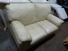 Two Seat Cream Leather Sofa