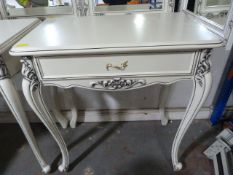 Decorative White Table with Cabriole Legs and Drawer