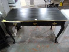 Three Drawer Black & Gilt Desk
