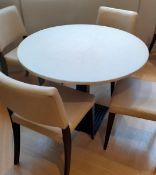 5 x Large Round 4-Person Restaurant Tables With Art Deco Style Metal Bases - Dimensions: Diameter