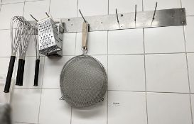 1 x Commercial 7-Hook Utensil Rack With 4 x Whisks, 2 x Graters, 2 x Strainers + Storage Boxes (as