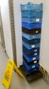 Assorted Job Lot Including Fourteen Storage Crates, Transport Trolley and Wet Floor Sign - CL582 -