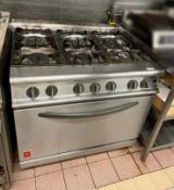 1 x FALCON 900 Wide Commercial Gas Oven With 6-Burner Hob - Ref: CAM630 - CL612 - Location: London
