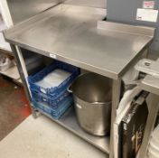 1 x Small Stainless Steel Commercial Prep Table With Upstand And Undershelf - Dimensions: 93 x 68