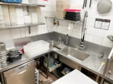 1 x Double Sink Unit With Tap And Rinsehead, Plus Draining Table - Dimensions: Sink 180 x 70 x h91cm