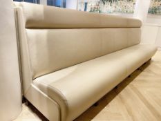 2 x Sections Of Cream Leather Upholstered Restaurant Booth Seating - Each Section Measures W370cm