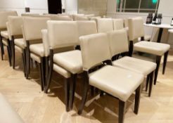 22 x Cream Leather Upholstered Restaurant Dining Chairs With Sturdy Wooden Frames - Ref: CAM527/B