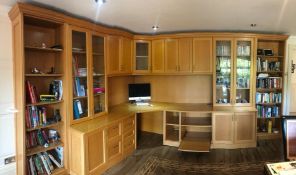 1 x Bespoke Fitted Solid Wood Home Office Study Featuring Desk Space Generous & A Wealth Of Storage