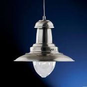 1 x Searchlight Fisherman Pendant in Satin Silver - Ex Display - Location: Altrincham WA14