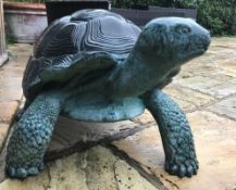 1 x Majestic Looking Giant Bronze Oversized Tortoise Garden Statue With Lifelike Features -