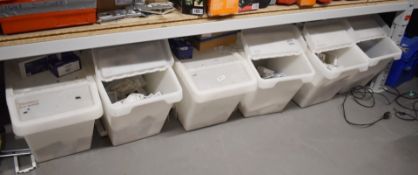 6 x Storage Boxes With Lids and Contents Contents Include Single and Twin PVC Mini Trunking