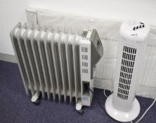 1 x Oil Filled Portable Radiator and 1 x Tower Fan With Timer SRB150
