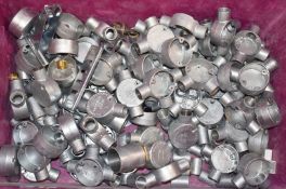 2 x Large Storage Containers Containing Large Quantity of Malleable Two Way Conduit Boxes/Bits