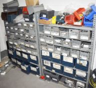 1 x Steel Linbin Storage Shelves With Bins and Contents Includes Various Items Such as Cleats