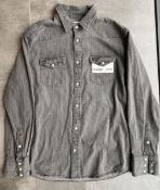 1 x Men's Genuine Wrangler Shirt In Grey - Size: Medium - Preowned, Like New With Tags - Ref: BOX3/