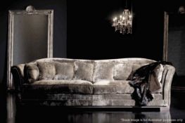 1 x Luxury ASCENSION LATORRE Charles 3.5 Seater Sofa With Shimmering Silver Grey Velvet Upholsterey