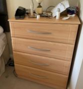 2 x Chests of Bedroom Drawers With a Beech Finish - Size: H105 x W82 x D49 cms - CL636 - Location: