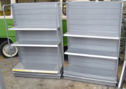 2 x Large Retail Slatwall Shelving Units - Dimensions: H147 x W100 x D34cm - Very Recently Removed