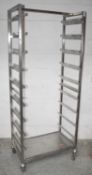 1 x Stainless Steel Commercial Kitchen 10-Grid Mobile Chicken / Meat Prep Rack - Dimensions: H188