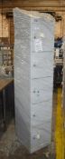 1 x Link Biocote 5 Door Staff Locker in Grey With Keys and Anti Clutter Slope Top - New and Unused -
