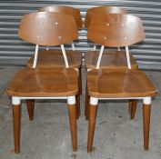 8 x Contemporary Commercial Dining Chairs With A Sturdy Wood And Metal Construction