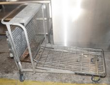 1 x Stainless Steel Commercial Packing Trolley Fold-down Back Shelf - Dimensions: H90 x W61 x D110