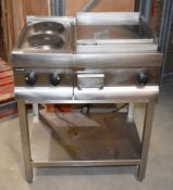 1 x Lincat Cook Station With Solid Top Griddle and Two Ring Burner - Electric 240v - All Stainless