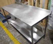 1 x Stainless Steel Commercial Kitchen Prep Bench With Upstand - Dimensions: H91 x W170 x D65cm -