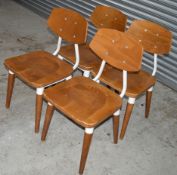 8 x Contemporary Commercial Dining Chairs With A Sturdy Wood And Metal Construction