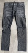1 x Pair Of Men's Genuine Dsquared2 Distressed-Style Jeans In Washed Black - Waist Size: EU48 / UK30