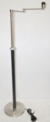 1 x CHELSOM Freestanding Floor Lamp Upholstered In Black Leather With A Brushed Steel Swing-Arm