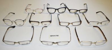 10 x Assorted Pairs of Designer Spectacle Eye Glasses - Ex Display Stock - Ref: GTI179 - CL645 -