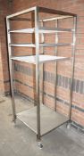 1 x Stainless Steel Commercial Kitchen 3-Tier Rack With Pullout Wire Shelves, Undershelf and Castors