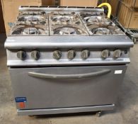 1 x Falcon 6 Burner Dominator Plus Oven Range G3101D Natural Gas with Castors - Dimensions: H90 x