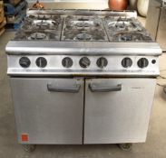 1 x Falcon 6 Burner Dominator Plus Oven Range G3101 Natural Gas with Castors - Dimensions: H90 x W90