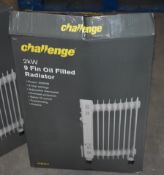 1 x Challenge 2kW 9 Fin Oil Filled Radiator With Three Heat Settings - Ref JP514 WH2 - NO VAT ON THE