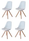 Set of 4 x 'TURNER' Contemporary Scandinavian-style Dining Chairs in White - Mid Century Design With