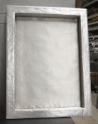 1 x Oblong-Shaped Silver Inset Upholstered Frame Lined With A Shimmering Silk Style Fabric