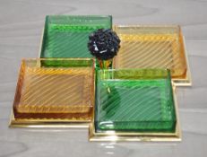 1 x BALDI 'Home Jewels' Italian Hand-crafted Artisan Glass 4-Dish Serving Trays In Orange And