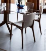 A Pair Of POLTRONA FRAU 'Isadora' Chairs With Arms Upholstered In Beige Saddle Leather - RRP £4,200