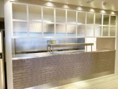 1 x Large Glazed Divider Panel With White Frame and Ribbed Privacy Glass Panels - Approx 15ft in