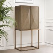 1 x EICHHOLTZ 'Delarenta' Cabinet In Washed Oak And Brass - Original RRP £3,289