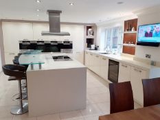 1 x ALNO Fitted Gloss White Kitchen With Integrated Miele Appliances, Silestone Worktops And A