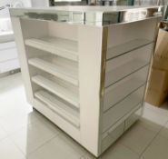 1 x Retail Four Sided Display Island With Shelves, Storage Drawers and Mirrored Panels - Size H150 x