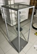 6 x Five Tier Display Shelves With Metal Frame and Four Glass Shelves - Size H129 x W50 x D50