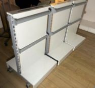 3 x Double Sided Hanger Rail Display Stands - Freestanding With Castor Wheels - CL670 - Ref: